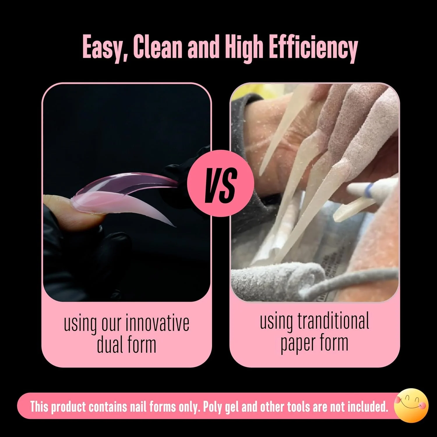 ناخن های اکریلیک صورتی منحنی سه بعدی هالووین نوو اوو با قالب های دوتایی سوزنی شکل برای اکستنشن ژل پلی ژل، قالب های قابل استفاده مجدد پنجه عقابی سایز ایکس لارج و ایکس ایکس لارج برای تزئین ناخن