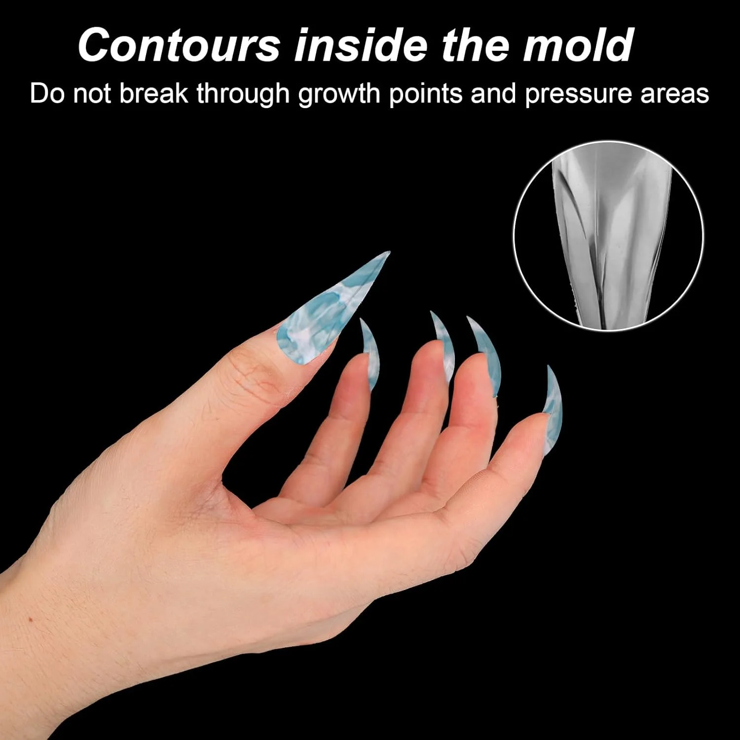 140 عدد قالب ژل پولی اکستنشن ناخن، 14 سایز قالب ناخن پنجه عقابی شفاف، قالب های سازنده ناخن منحنی شاهین قابل استفاده مجدد برای طراحی هنری مانیکور هالووین سالن DIY