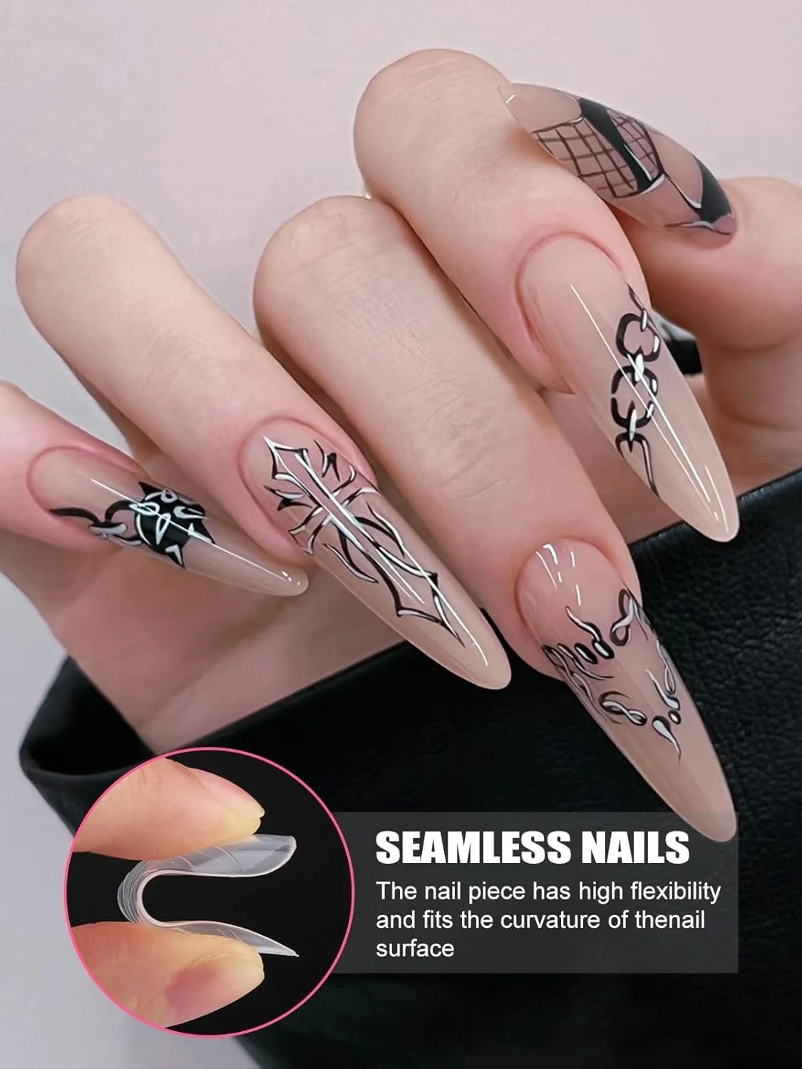 قالب های دوگانه ناخن TOROKOM، قالب های کامل پوشش ناخن، ابزارهای اکستنشن ناخن اکریلیک برای طراحی ناخن های سالن آرایشی (4 مدل)