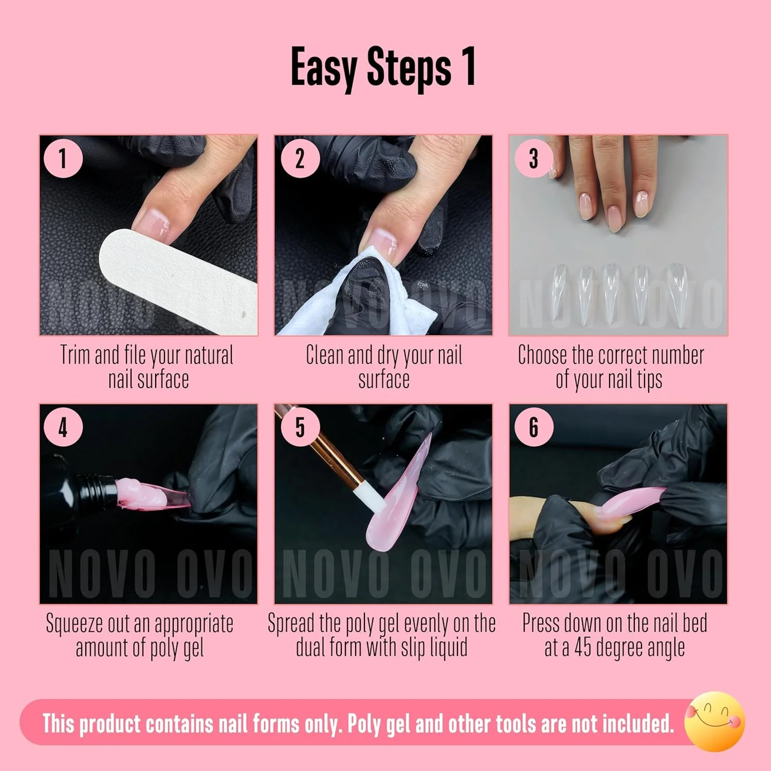 ناخن های اکریلیک صورتی منحنی سه بعدی هالووین نوو اوو با قالب های دوتایی سوزنی شکل برای اکستنشن ژل پلی ژل، قالب های قابل استفاده مجدد پنجه عقابی سایز ایکس لارج و ایکس ایکس لارج برای تزئین ناخن