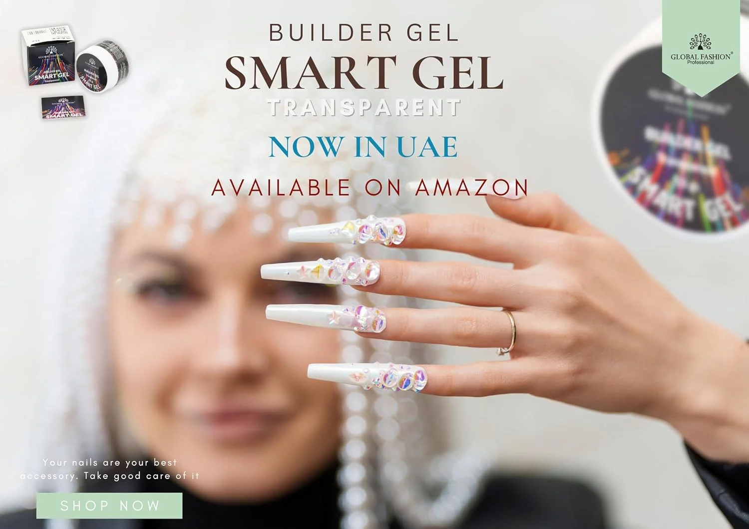 ژل بیلدر دو فاز حرفه ای گلوبال فشن برای مدلینگ ناخن، 15 گرم | (شفاف)