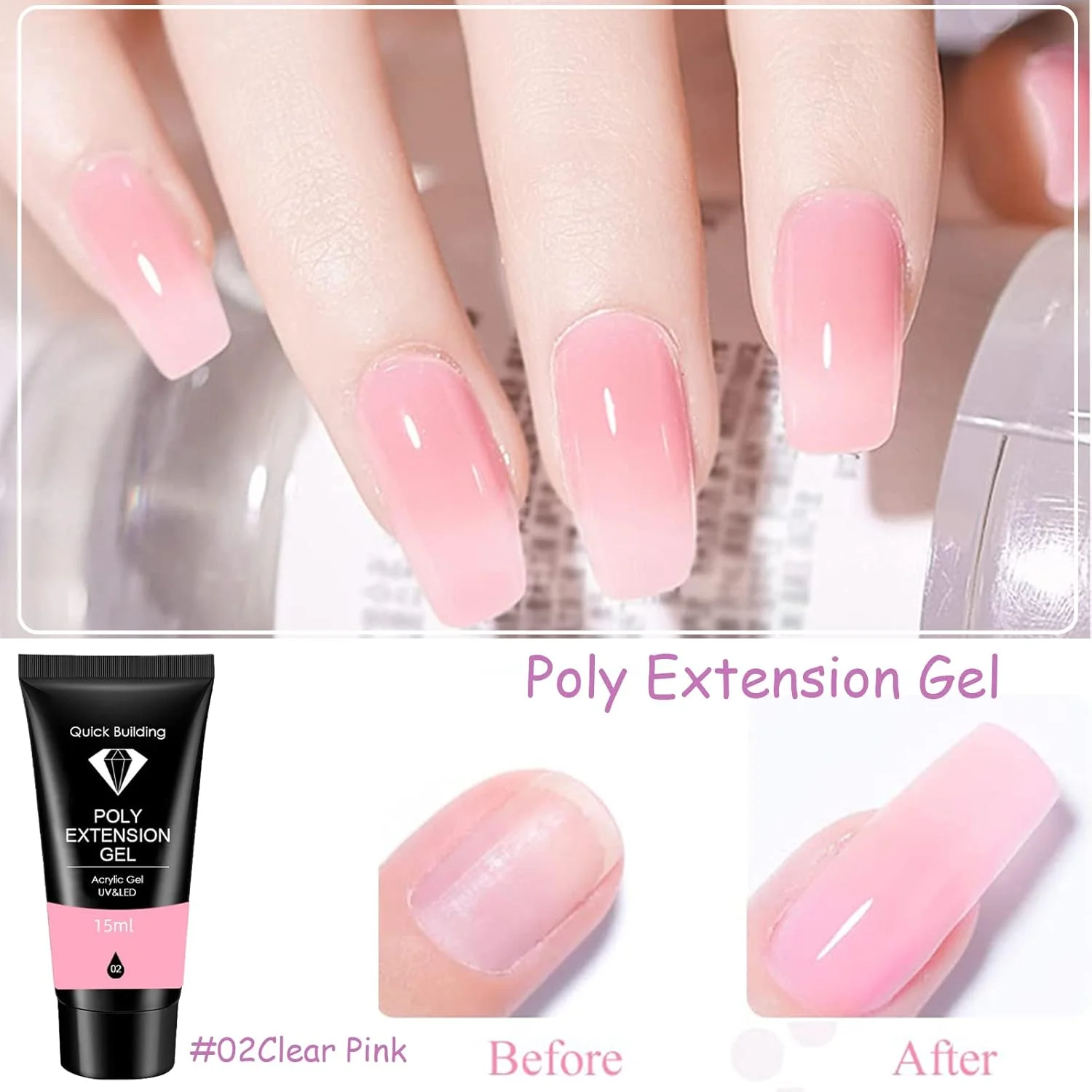 ژل تقویت کننده و کاشت ناخن، ژل پلی بیلدر کاشت ناخن 15 میلی لیتری، ژل لاک ناخن UV/LED برای تقویت کننده و سخت کننده ناخن، ژل سخت برای ناخن ها برای سالن های ناخن و مبتدیان (صورتی کالباسی) ژل تقویت کننده و کاشت ناخن، ژل پلی بیلدر کاشت ناخن 15 میلی لیتری، ژل لاک ناخن UV/LED برای تقویت کننده و سخت کننده ناخن، ژل سخت برای ناخن ها برای سالن های ناخن و مبتدیان (صورتی کالباسی)