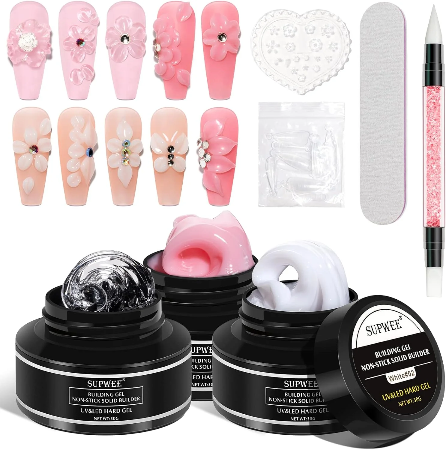 ژل سازنده جامد، ژل مجسمه سازی سه بعدی، 3 رنگ سفید، صورتی، ژل اکستنشن ناخن UV برای سالن ناخن 30 گرم ژل سازنده جامد، ژل مجسمه سازی سه بعدی، 3 رنگ سفید، صورتی، ژل اکستنشن ناخن UV برای سالن ناخن 30 گرم