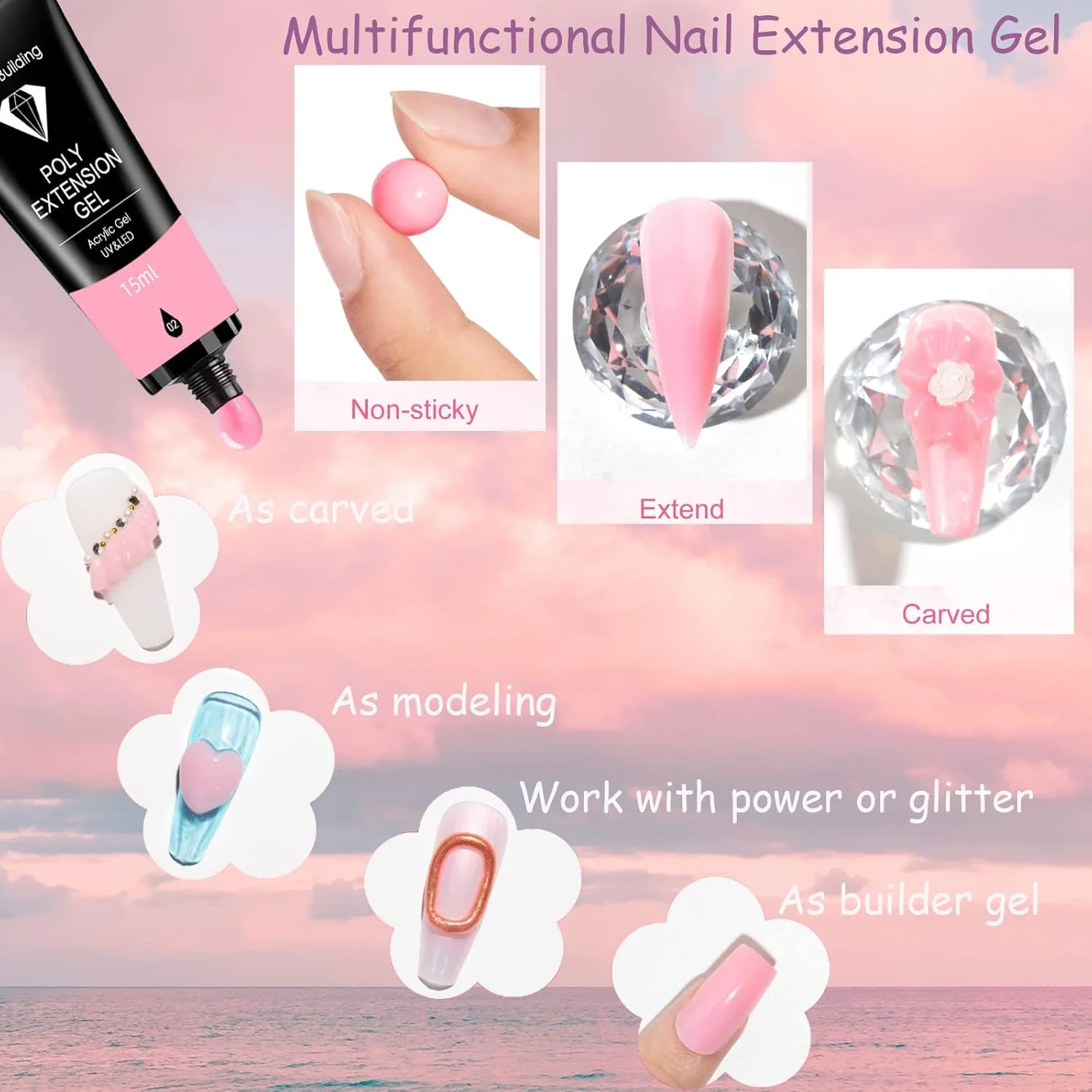 ژل تقویت کننده و کاشت ناخن، ژل پلی بیلدر کاشت ناخن 15 میلی لیتری، ژل لاک ناخن UV/LED برای تقویت کننده و سخت کننده ناخن، ژل سخت برای ناخن ها برای سالن های ناخن و مبتدیان (صورتی کالباسی) ژل تقویت کننده و کاشت ناخن، ژل پلی بیلدر کاشت ناخن 15 میلی لیتری، ژل لاک ناخن UV/LED برای تقویت کننده و سخت کننده ناخن، ژل سخت برای ناخن ها برای سالن های ناخن و مبتدیان (صورتی کالباسی)