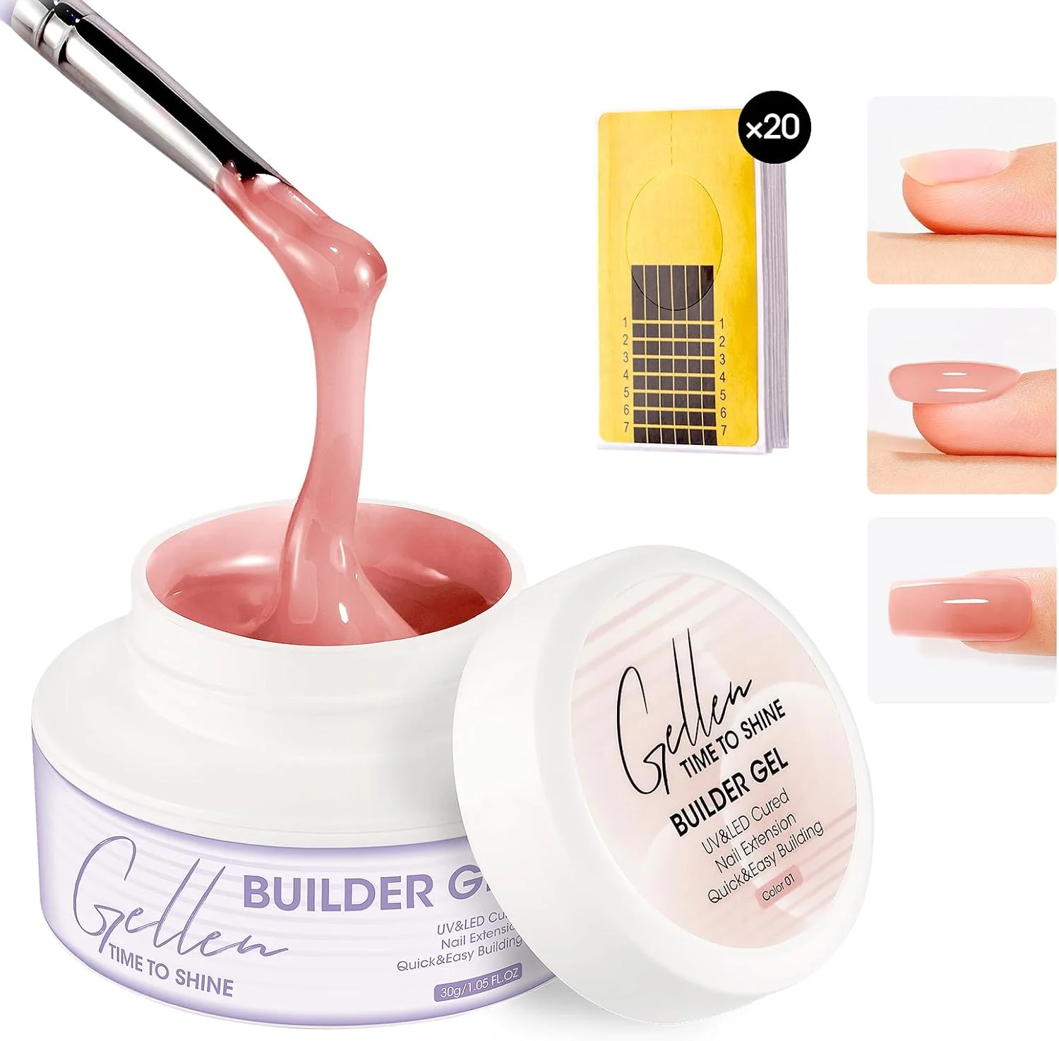 ژل بیلدر ناخن ژل سخت یو وی/ال ای دی برای اکستنشن ناخن، مجسمه سازی و لایه گذاری اپکس ناخن 30 گرمی 01 صورتی هلویی تقویت کننده ژل بیلدر به همراه 20 عدد قالب ناخن ژل بیلدر ناخن ژل سخت یو وی/ال ای دی برای اکستنشن ناخن، مجسمه سازی و لایه گذاری اپکس ناخن 30 گرمی 01 صورتی هلویی تقویت کننده ژل بیلدر به همراه 20 عدد قالب ناخن