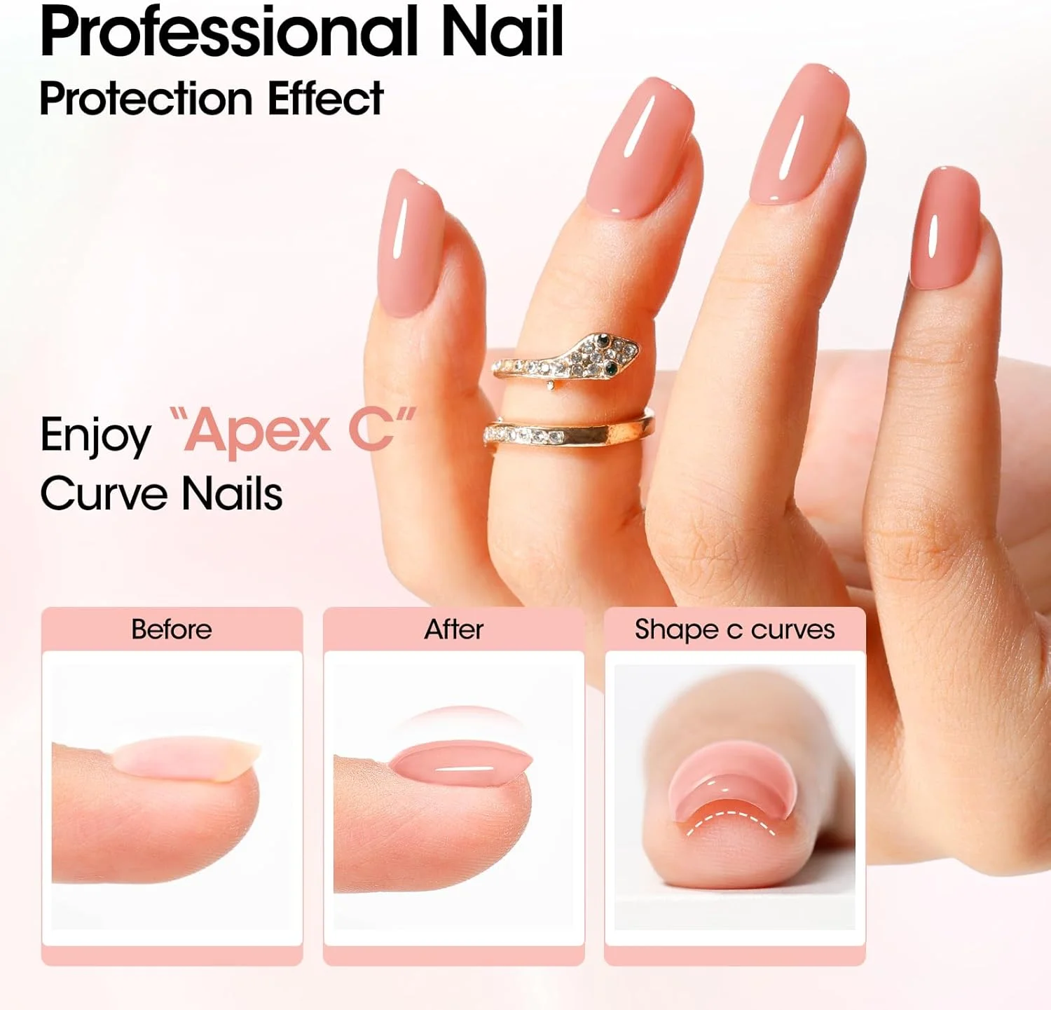 ژل بیلدر ناخن ژل سخت یو وی/ال ای دی برای اکستنشن ناخن، مجسمه سازی و لایه گذاری اپکس ناخن 30 گرمی 01 صورتی هلویی تقویت کننده ژل بیلدر به همراه 20 عدد قالب ناخن