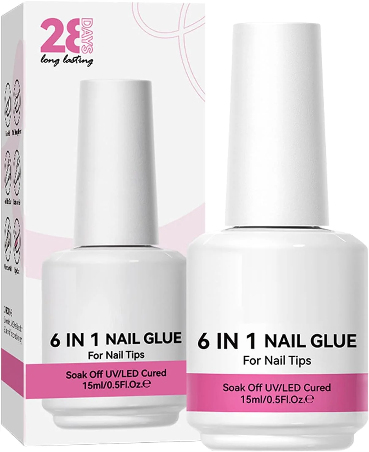 ژل سازنده ناخن - چسب اکستنشن، پرایمر ژل سازنده 6 در 1، تقویت کننده، چسب اکستنشن برای مانیکور خانگی، سالنی، دختران و بانوان