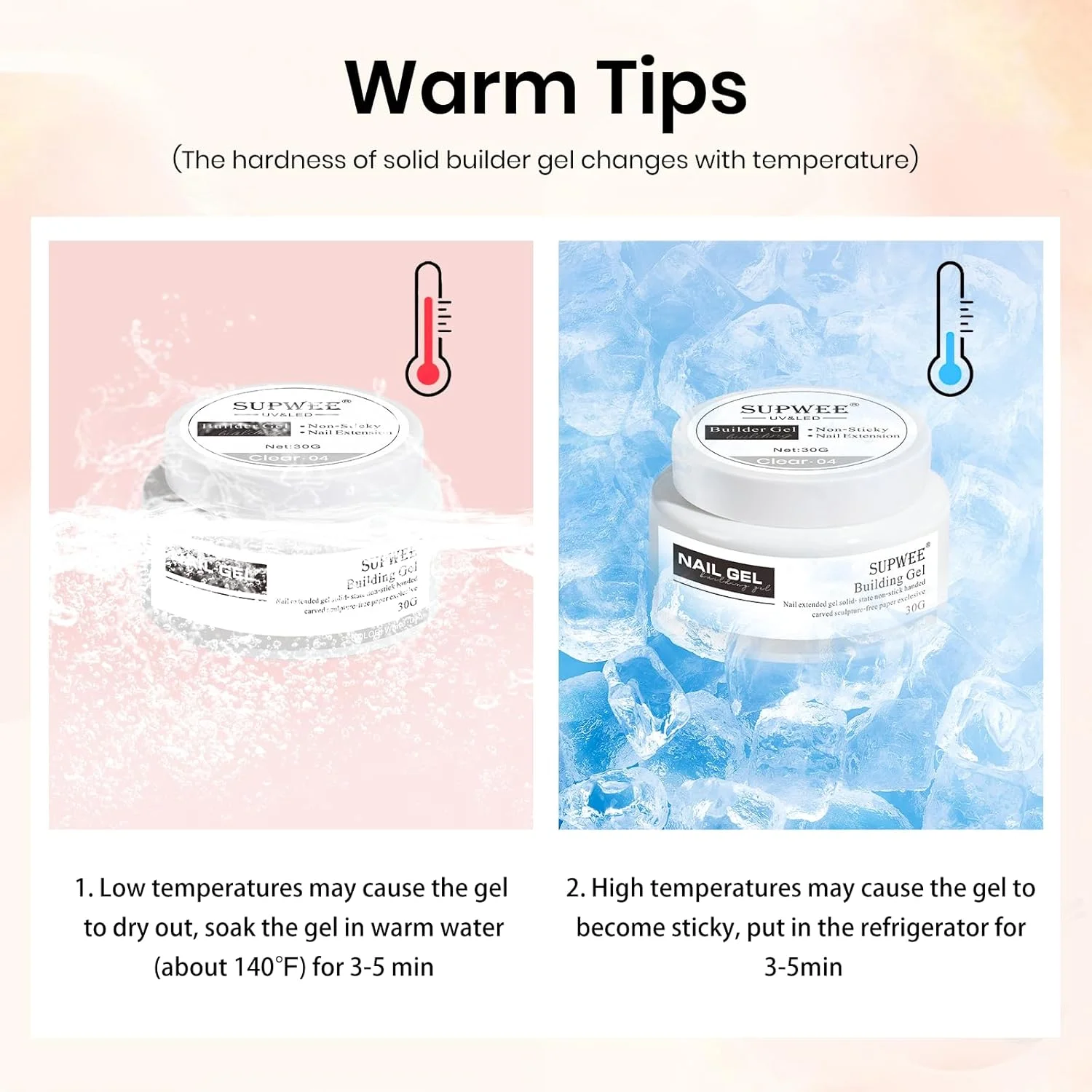 ژل بیلدر جامد برای کاشت ناخن - 30 گرم، بدون چسبندگی، مناسب برای طراحی سه بعدی، مجسمه سازی، مدلینگ و طراحی ناخن در خانه