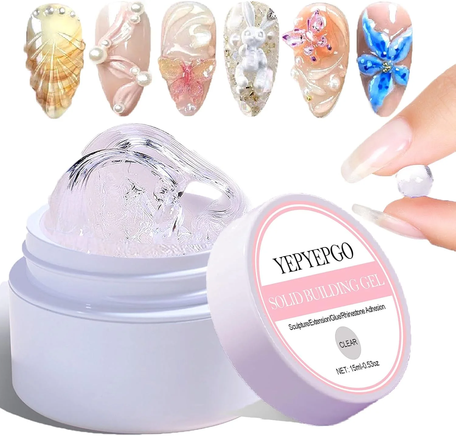ژل حجم دهنده جامد برای ناخن - ژل مجسمه سازی سه بعدی غیر چسبنده، مناسب برای طراحی ناخن و کاشت در منزل، شفاف 15 گرم ژل حجم دهنده جامد برای ناخن - ژل مجسمه سازی سه بعدی غیر چسبنده، مناسب برای طراحی ناخن و کاشت در منزل، شفاف 15 گرم