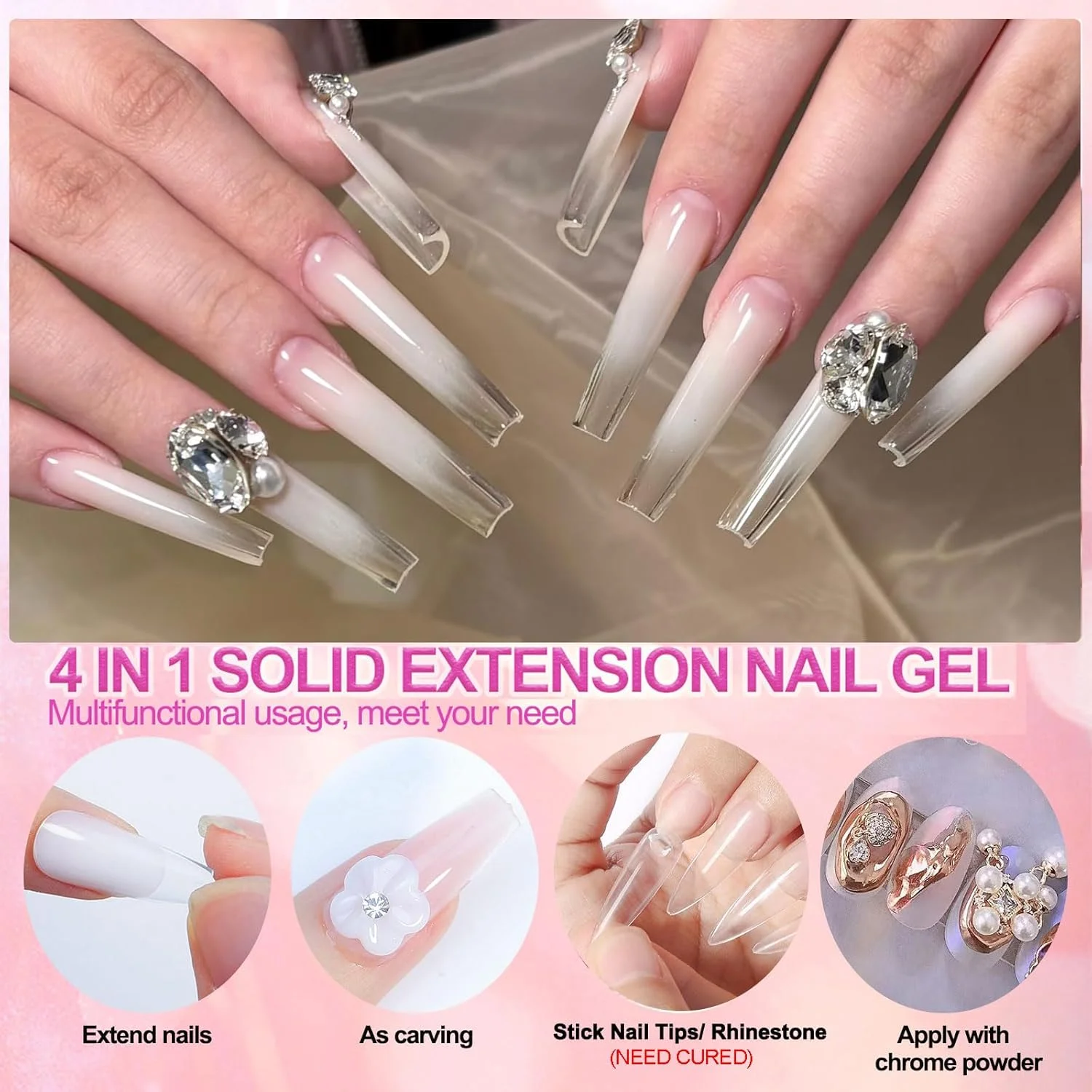 ژل حجم دهنده جامد برای ناخن - ژل مجسمه سازی سه بعدی غیر چسبنده، مناسب برای طراحی ناخن و کاشت در منزل، شفاف 15 گرم ژل حجم دهنده جامد برای ناخن - ژل مجسمه سازی سه بعدی غیر چسبنده، مناسب برای طراحی ناخن و کاشت در منزل، شفاف 15 گرم