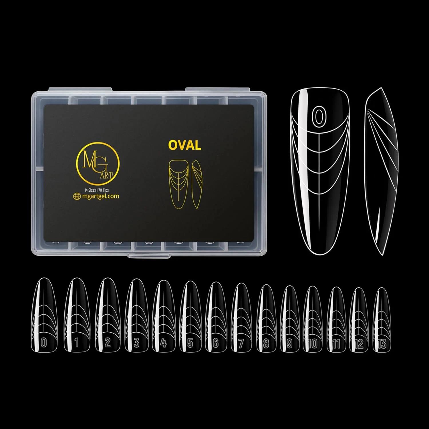 قالب های دوگانه - شکل بیضی، قالب های اکستنشن ناخن قابل استفاده مجدد برای ژل سازنده/سخت و پلی ژل، لبه کوتیکول فوق العاده نازک، شفاف، کیفیت سالن حرفه ای، 140 عدد سایز 0-14