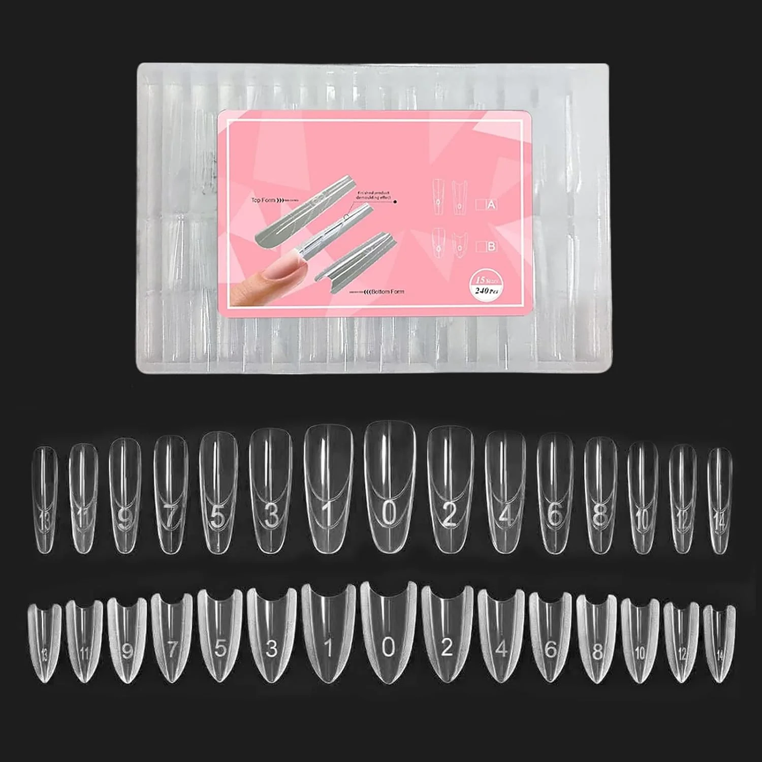 قالب های کاشت ناخن | ابزارهای حرفه ای - قالب سیستم ناخن دوتایی پوشش کامل - برای مانیکور روزانه، سالن شخصی، زیبایی، استایلینگ فشن خانگی