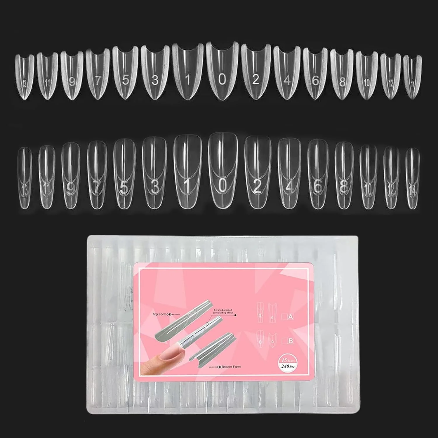 قالب های کاشت ناخن، قالب شفاف | مجموعه کاشت ناخن - برای مانیکور روزانه، سالن شخصی، زیبایی، مد و استایل خانگی