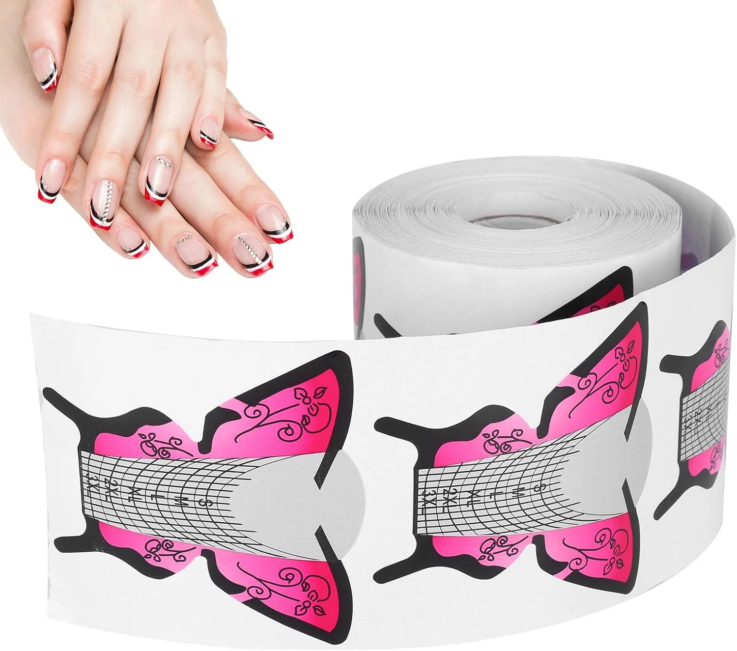 یک رول 300 عددی استیکر فرم ناخن خود چسب، فرم اکستنشن ناخن برای طراحی ناخن و کاشت ژل UV یک رول 300 عددی استیکر فرم ناخن خود چسب، فرم اکستنشن ناخن برای طراحی ناخن و کاشت ژل UV