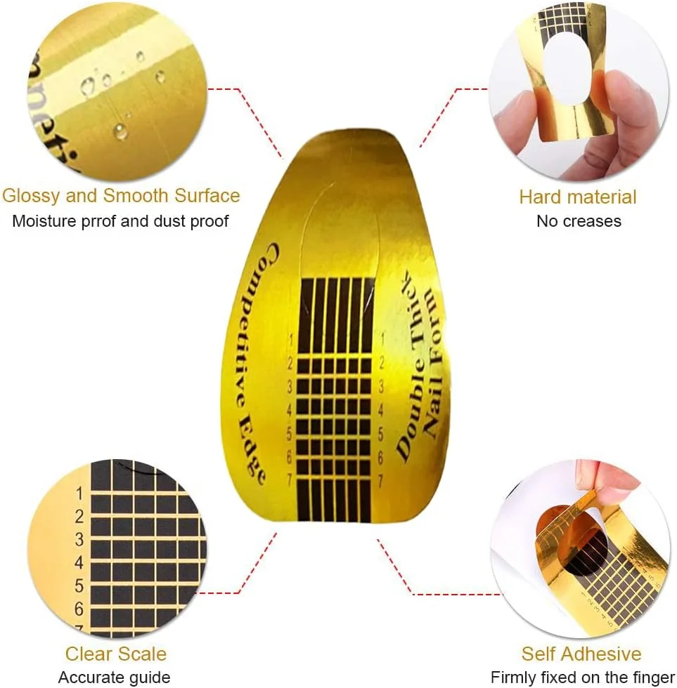 ۱۰۰ عدد فرم اکستنشن ناخن، فرم ناخن برای ژل بیلدر، شکل نعل اسبی طلایی، اکستنشن نوک های هنری ضخیم، استیکرهای کاغذی بادوام اکرلیک علامت گذاری شده، هنر برای خانه و سالن ۱۰۰ عدد فرم اکستنشن ناخن، فرم ناخن برای ژل بیلدر، شکل نعل اسبی طلایی، اکستنشن نوک های هنری ضخیم، استیکرهای کاغذی بادوام اکرلیک علامت گذاری شده، هنر برای خانه و سالن