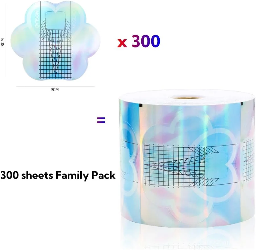 قالب ناخن - ست ۳۰۰ عددی سینی کاغذی ناخن پروانه ای لیزری جداشدنی برای کاشت ناخن، استیکرهای ناخن خود چسب، مقوای ضخیم شده برای مانیکور حرفه ای در خانه یا سالن قالب ناخن - ست ۳۰۰ عددی سینی کاغذی ناخن پروانه ای لیزری جداشدنی برای کاشت ناخن، استیکرهای ناخن خود چسب، مقوای ضخیم شده برای مانیکور حرفه ای در خانه یا سالن