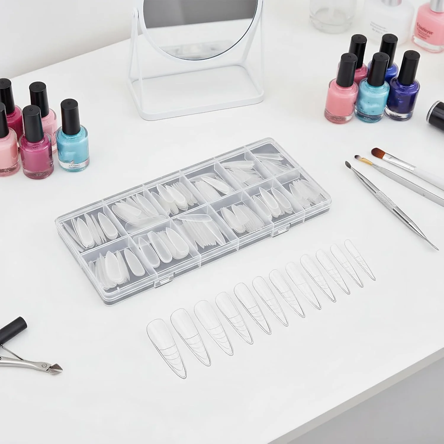 قالب ناخن، 240 عدد تیپ شفاف | ست اکستنشن ناخن | برای فرم دهی ناخن های اکرلیک، مناسب استفاده خانگی، سالن، زیبایی و مراقبت شخصی قالب ناخن، 240 عدد تیپ شفاف | ست اکستنشن ناخن | برای فرم دهی ناخن های اکرلیک، مناسب استفاده خانگی، سالن، زیبایی و مراقبت شخصی