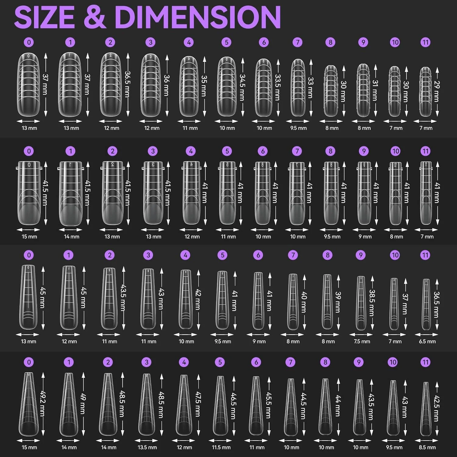 ست قالب ناخن دوگانه ژلیک ای سی: 4 شکل مختلف برای اکستنشن ناخن، قالب ژل ناخن برای طراحی ناخن با پولی ژل، مناسب برای سالن و استفاده شخصی، 96 عدد ست قالب ناخن دوگانه ژلیک ای سی: 4 شکل مختلف برای اکستنشن ناخن، قالب ژل ناخن برای طراحی ناخن با پولی ژل، مناسب برای سالن و استفاده شخصی، 96 عدد
