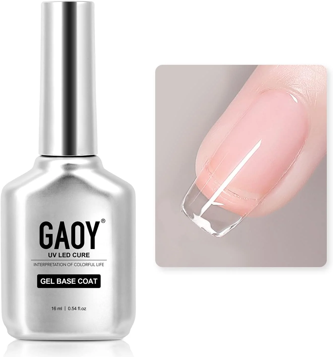 لایه پایه ژلی GAOY برای لاک ژل، 16 میلی لیتر، لایه زیرین شفاف بدون نیاز به پاک کردن برای هنر ناخن با ژل UV با ماندگاری طولانی، مناسب برای استفاده در خانه
