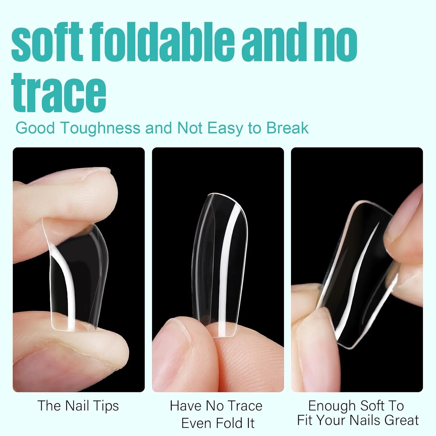 تیپ ناخن ژلی مربعی کوتاه تومیکا، 504 عدد پوشش کامل ناخن مصنوعی شفاف، تیپ های نرم برای کاشت ناخن، مناسب برای استفاده در سالن های آرایشی، 12 سایز