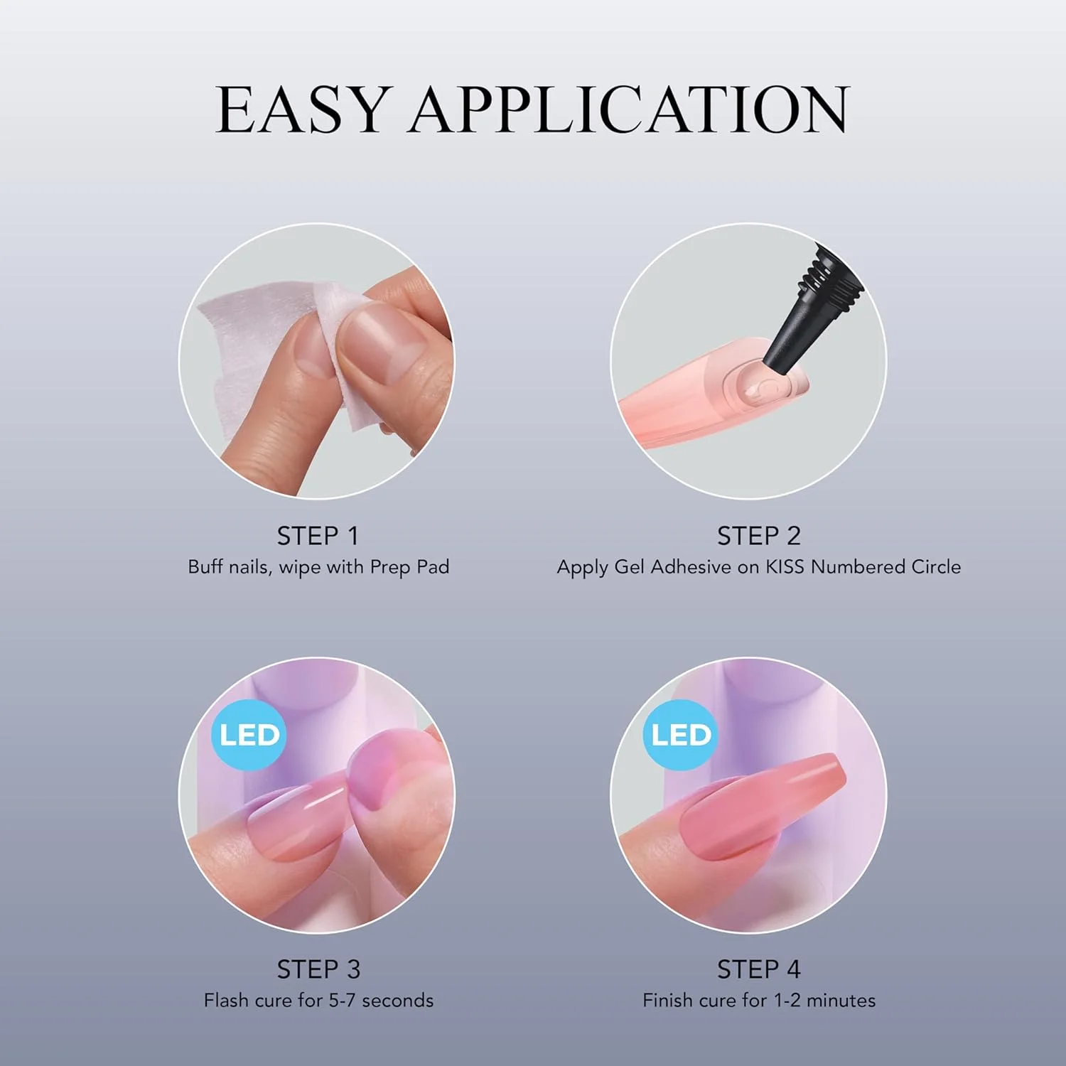 ناخن مصنوعی چسبی سالن اکستند کیس، شامل چسب ناخن، مدل 'تراست فال'، بژ، سایز بلند، فرم تابوتی، شامل 30 ناخن، چسب ژل نرم LED 5 میلی لیتری، 1 عدد چوب مانیکور، 1 عدد مینی سوهان جدید، پد تمیز کننده جدید