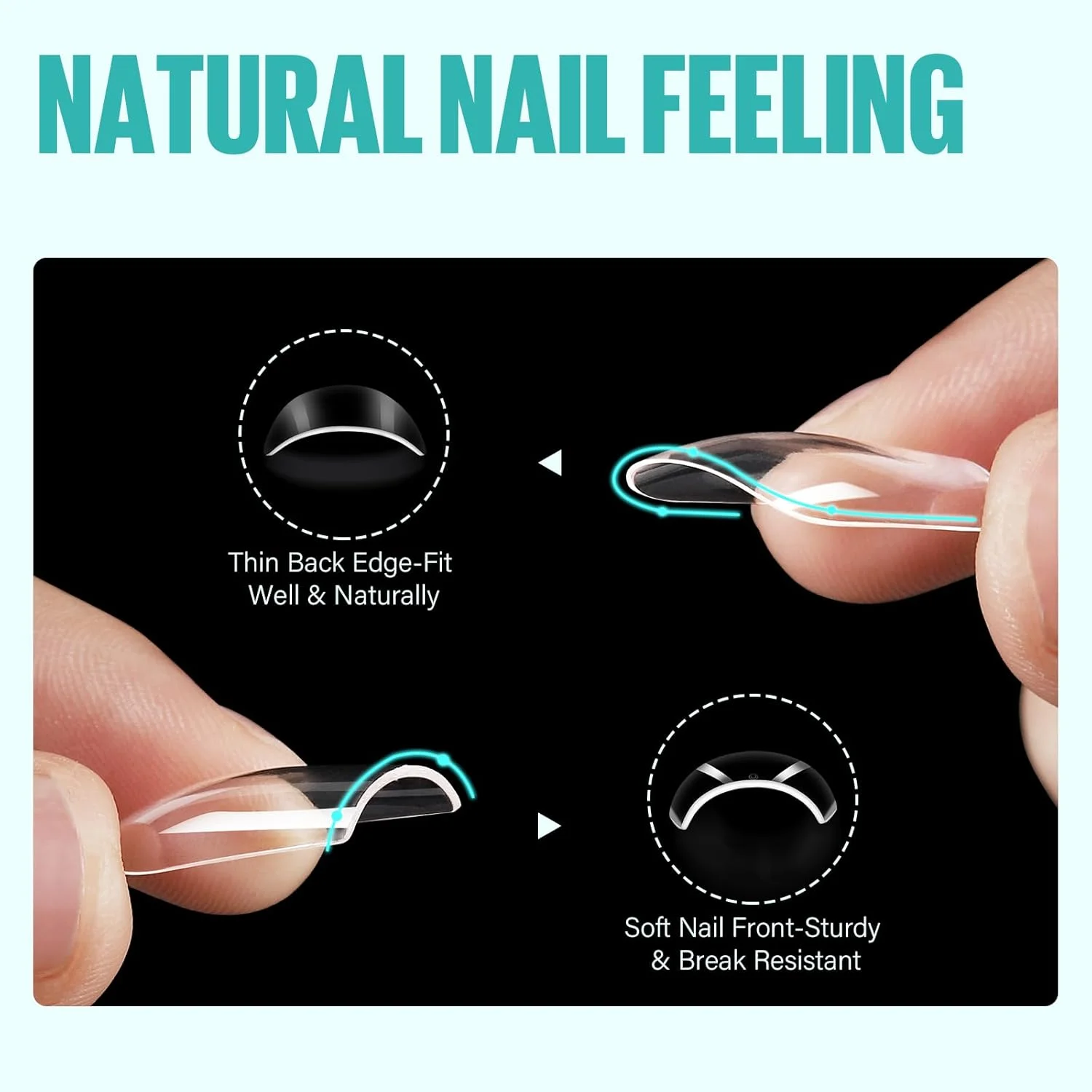 تیپ ناخن ژلی مربعی کوتاه تومیکا، 504 عدد پوشش کامل ناخن مصنوعی شفاف، تیپ های نرم برای کاشت ناخن، مناسب برای استفاده در سالن های آرایشی، 12 سایز