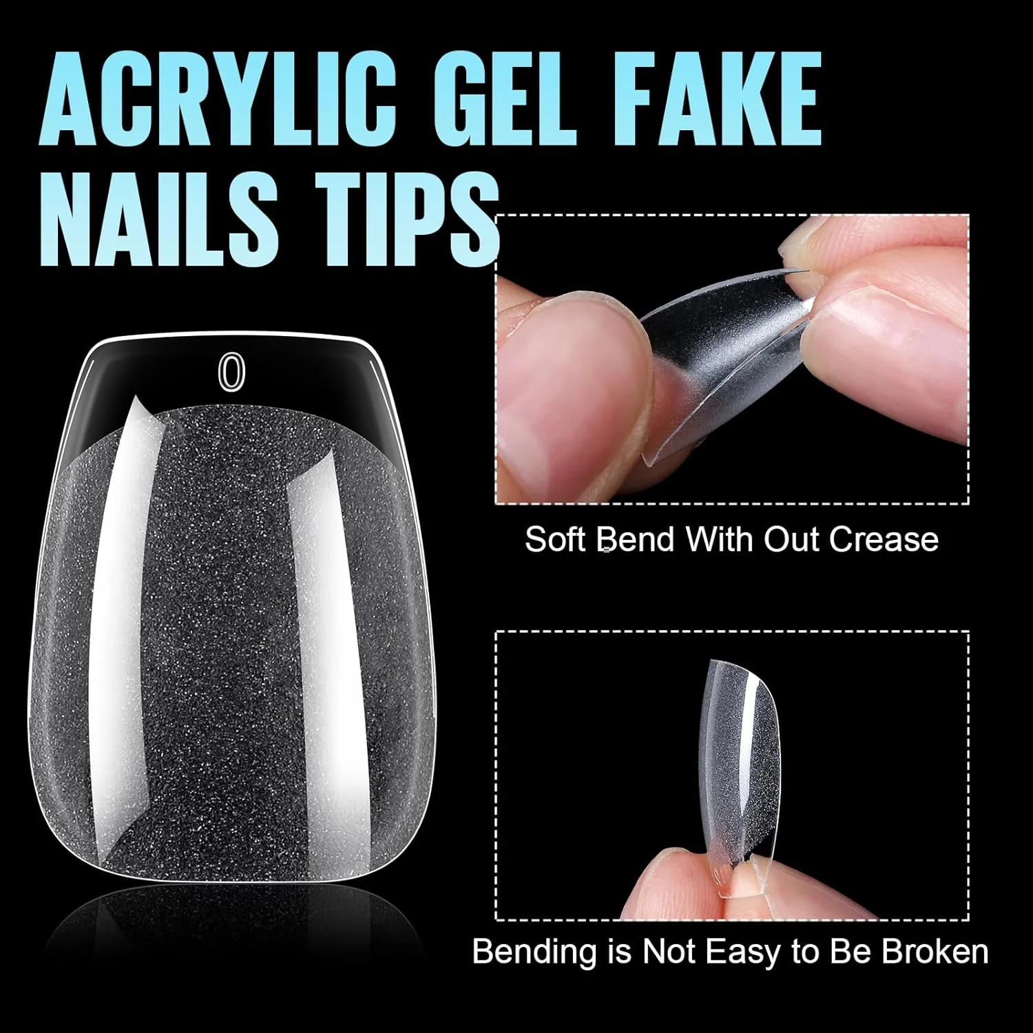 تیپ ناخن کوتاه طرح تابوتی TOMICCA - ژل نرم نیمه مات، بدون نیاز به سوهان - ناخن مصنوعی پوشش کامل، اکریلیک شفاف و تیپ های قوی برای اکستنشن پرسی - 192 عدد در 12 سایز