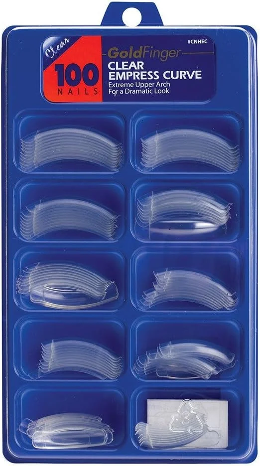 ناخن مصنوعی شفاف طلایی مدل Empress Curve، بسته 200 عددی، مناسب طراحی و کاشت ناخن