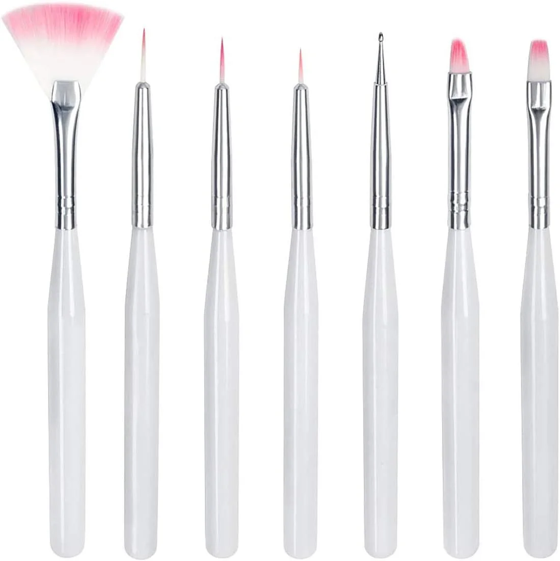 مجموعه ۷ عددی قلم طراحی ناخن SYOSI به همراه ابزار نقطه گذاری دو طرفه برای طراحی ناخن (سفید)