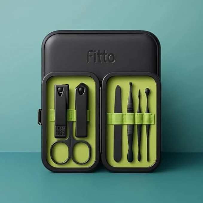 ست مانیکور فیتو جمع و جور 10.7x6.7 سانتی متر - کیت مسافرتی قابل حمل ناخن با ناخن گیر، قیچی، سوهان، موچین و عقب زننده کوتیکول، جعبه استیل ضد زنگ