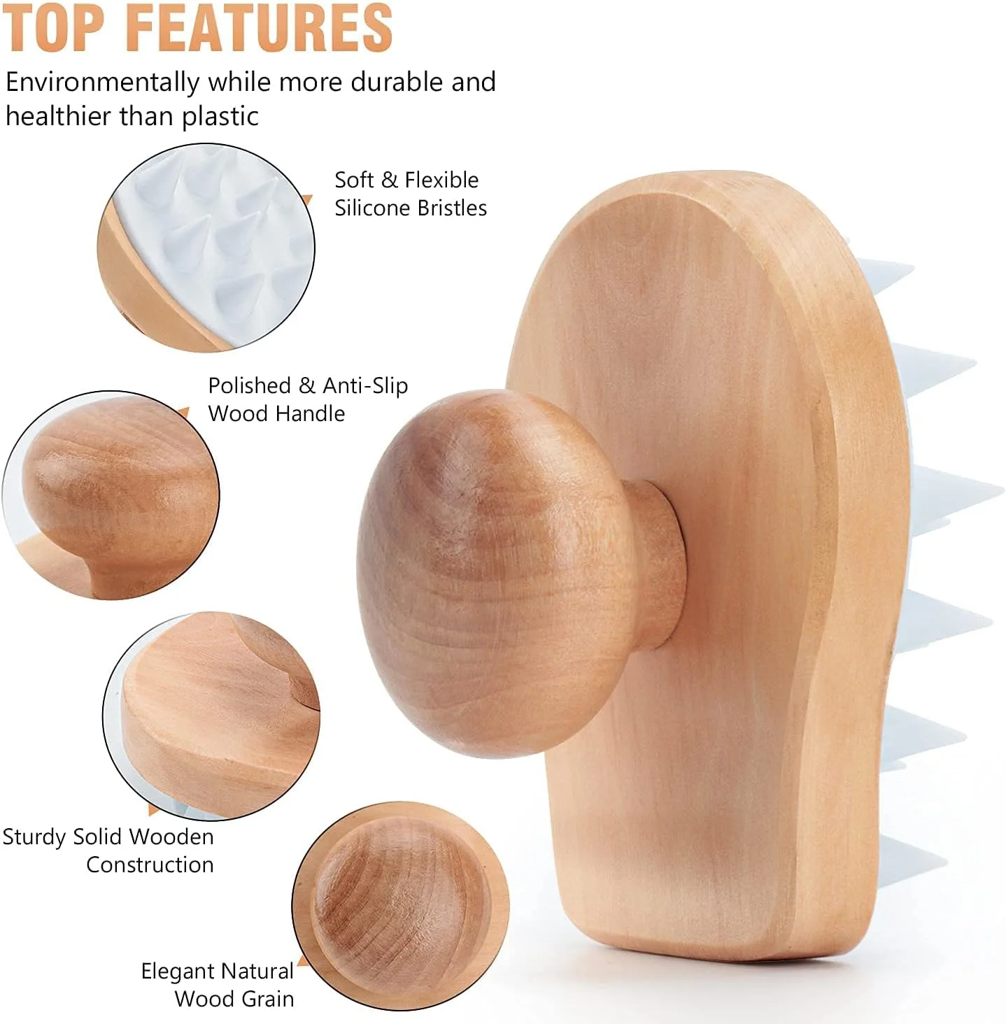 برس ماساژور پوست سر برای شامپو، برس مراقبت از پوست سر چوبی برای موهای خشک و مرطوب، برس اسکرابر لایه بردار پوست سر با برس سیلیکونی نرم برای رفع شوره سر و رشد مو (سفید) برس ماساژور پوست سر برای شامپو، برس مراقبت از پوست سر چوبی برای موهای خشک و مرطوب، برس اسکرابر لایه بردار پوست سر با برس سیلیکونی نرم برای رفع شوره سر و رشد مو (سفید)