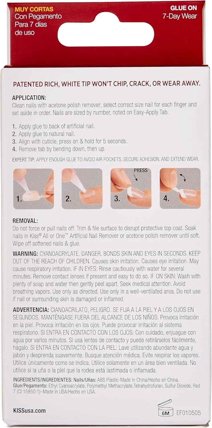 کیت ناخن مصنوعی چسبی Kiss مدل Ef01 Everlasting French