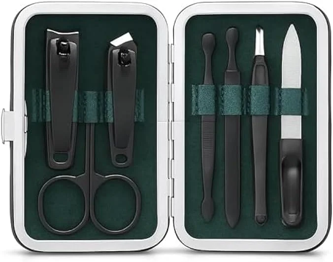 ست مانیکور فیتو جمع و جور 10.7x6.7 سانتی متر - کیت مسافرتی قابل حمل ناخن با ناخن گیر، قیچی، سوهان، موچین، عقب زننده کوتیکول و جعبه استیل ضد زنگ