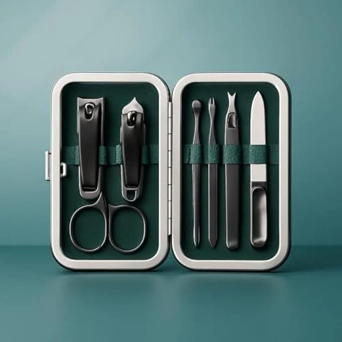 ست مانیکور فیتو جمع و جور 10.7x6.7 سانتی متر - کیت مسافرتی قابل حمل ناخن با ناخن گیر، قیچی، سوهان، موچین، عقب زننده کوتیکول و جعبه استیل ضد زنگ