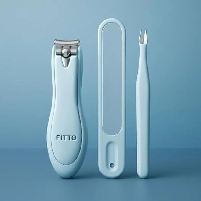 ست مانیکور و پدیکور آبی فیتو - ست مسافرتی ناخن گیر با نیپر کوتیکول، قیچی ناخن، سوهان، موچین در کیف حمل