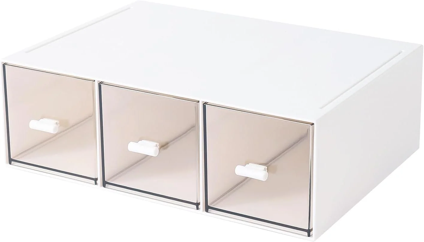 ارگانایزر پلاستیکی ۳ کشو TERRIFI برای نگهداری لوازم آرایشی، ارگانایزر میز، ارگانایزر آرایش برای لاک ناخن، رژ لب، برس ها، جواهرات، مراقبت از پوست، جعبه های نظم دهنده حمام (سفید)