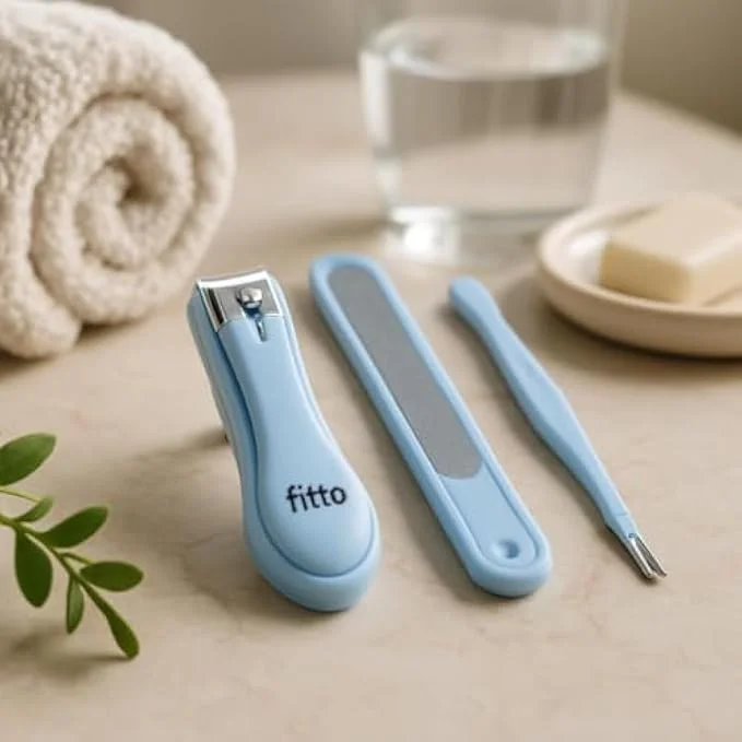 ست مانیکور و پدیکور آبی فیتو - ست مسافرتی ناخن گیر با نیپر کوتیکول، قیچی ناخن، سوهان، موچین در کیف حمل