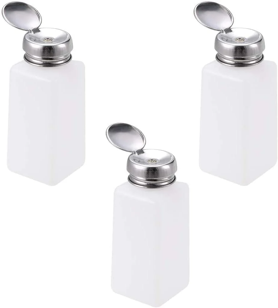 بطری پمپ دار فشاری 250 میلی لیتری Auniwaig، ظرف خالی برای استون، پاک کننده لاک ناخن، 3 عدد سفید