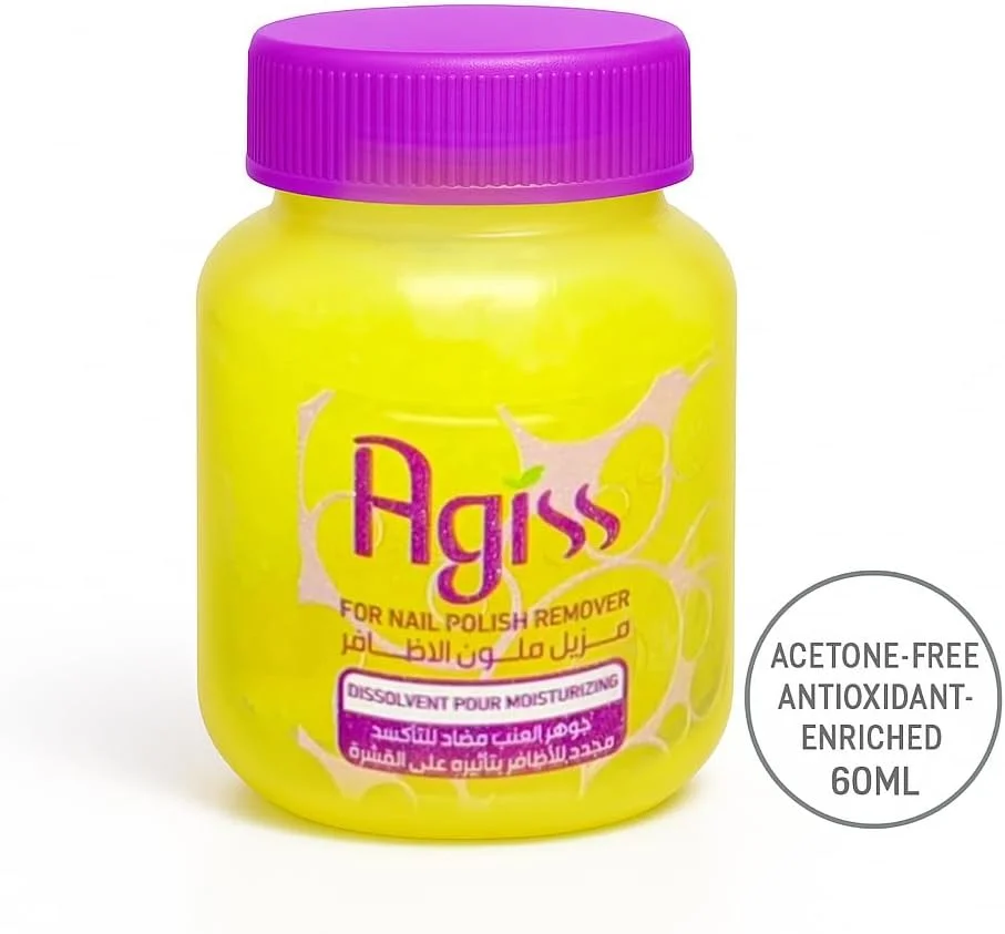 محلول پاک کننده لاک ناخن آگیس آنتی اکسیدان 60 میلی لیتر - فرمول مغذی بدون استون با آنتی اکسیدان - پاک کننده سریع و ملایم لاک ناخن