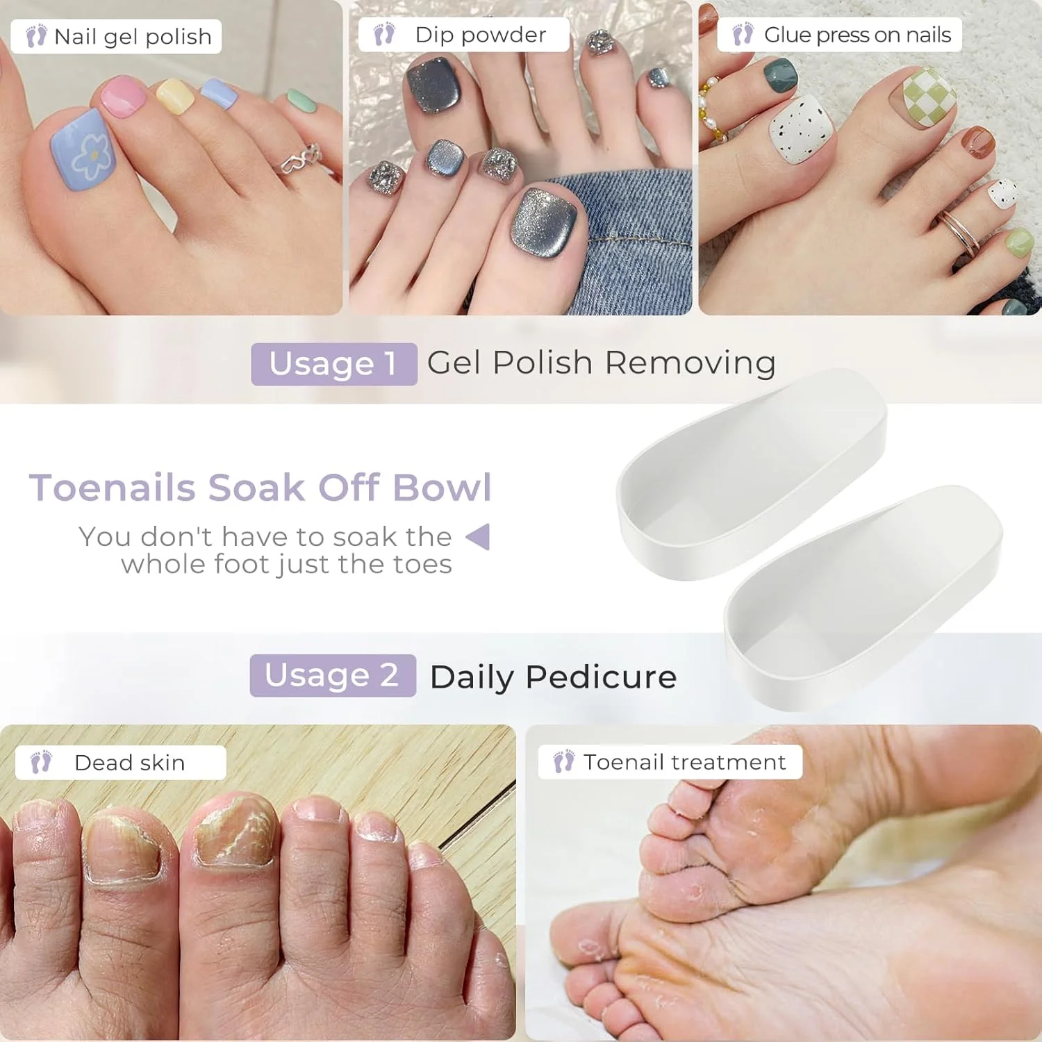 کاسه خیساندن ناخن پا، کاسه خیساندن استون، سینی خیساندن پا، کاسه ریموور لاک ژل، کاسه پدیکور پا، ست ابزار پدیکور