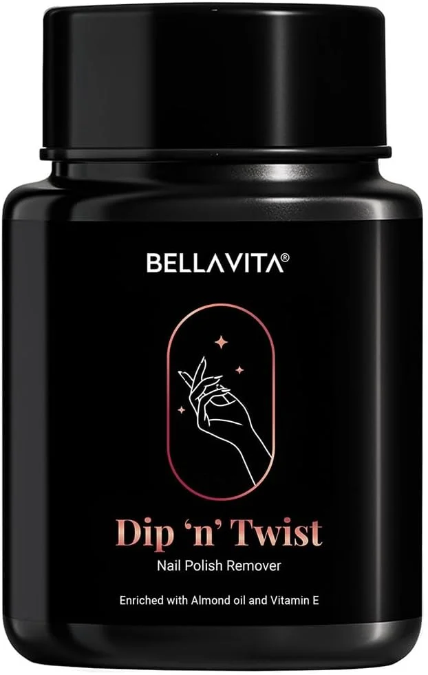 لاک پاک کن دیپ اند تویست BELLAVITA حاوی ویتامین E و روغن بادام | فرمولاسیون بدون استون | پاک کنندگی سریع و آسان | ملایم بر روی ناخن | 60 میلی لیتر