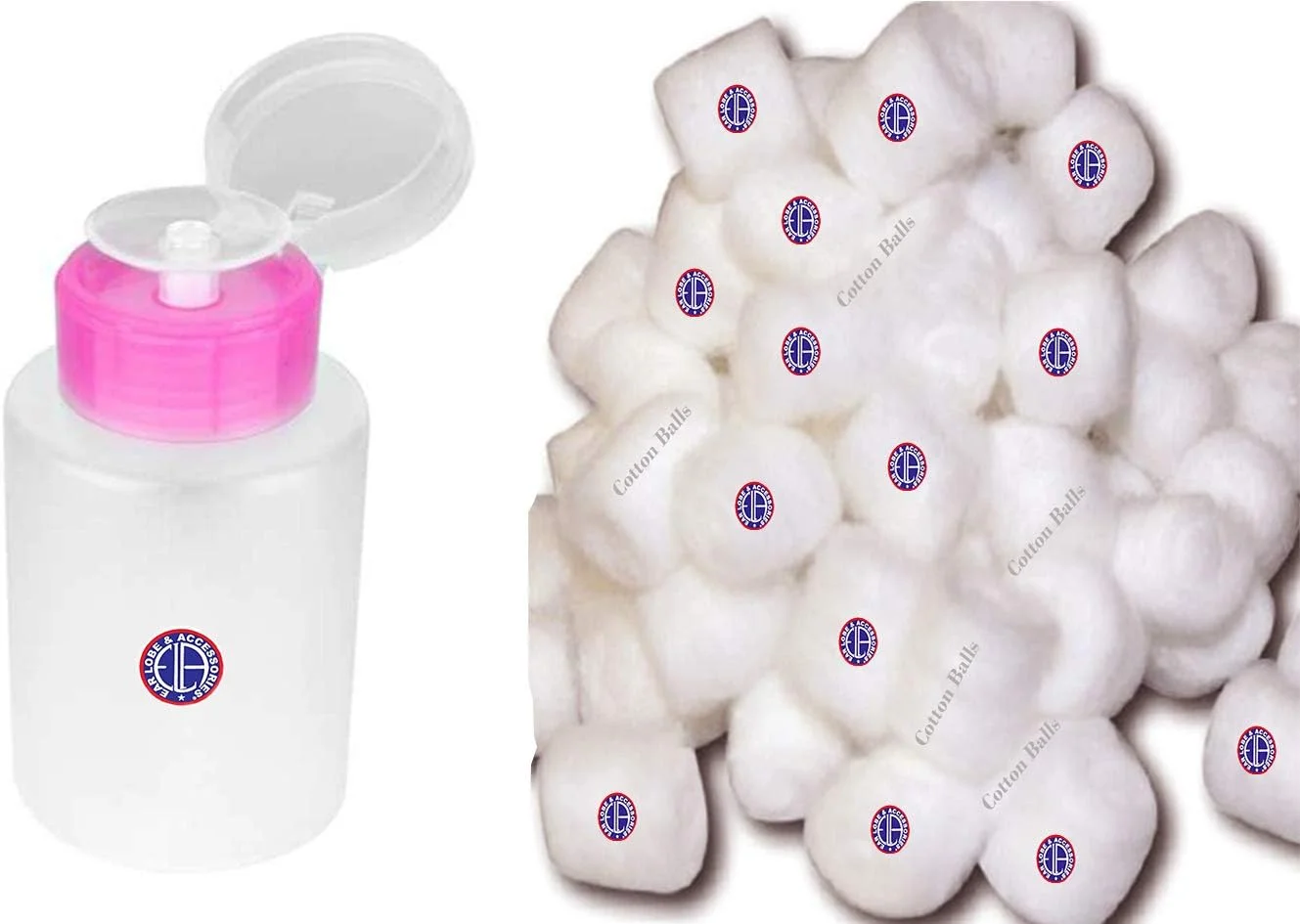 بطری پمپ دار خالی 200 میلی لیتری برای استون و پاک کننده لاک ناخن + 100 عدد پد پنبه ای