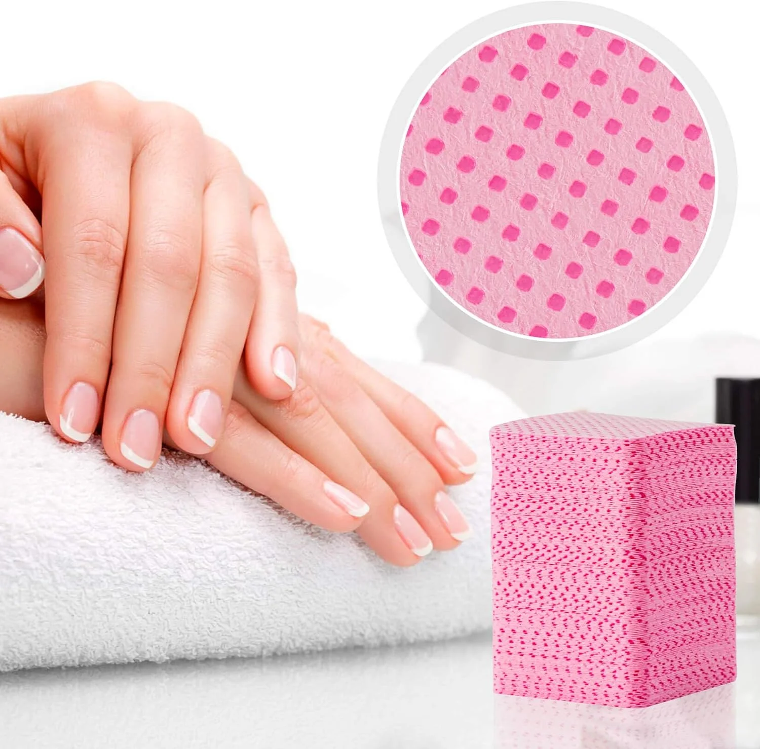 پدهای دستمال مرطوب ناخن بدون پرز MAQIHAN 1200 عددی - پدهای پاک کننده لاک ناخن صورتی، مناسب برای ناخن های ژلی، بدون پرز، مناسب برای پاک کردن چسب ناخن، اکستنشن مژه، لوازم ناخن