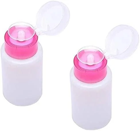 ظرف پمپ دار خالی پلاستیکی 200 میلی لیتری برای پاک کننده لاک ناخن، الکل، استون، بطری فشاری - 2 عدد