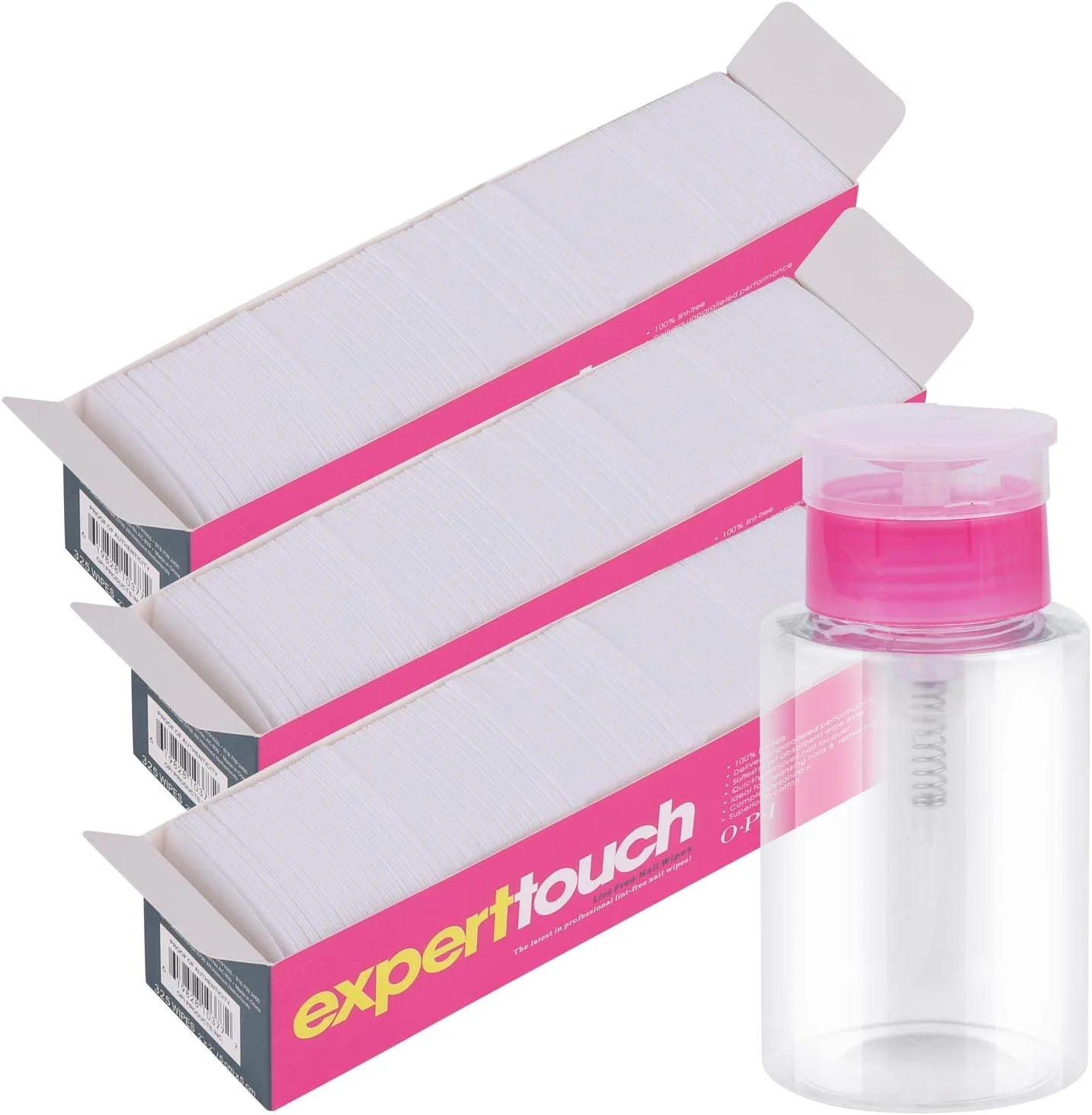 پد پنبه ای ناخن بدون پرز BTYMS، 975 عدد به همراه بطری پمپی خالی برای ریموور لاک ناخن، 180 میلی لیتر