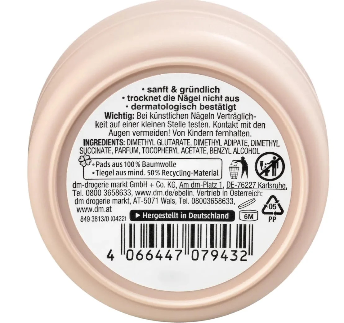 پدهای لاک پاک کن بدون استون، مغذی، پدهای لاک پاک کن بدون استون، ملایم و مغذی، سایز مسافرتی، 2 بسته 30 عددی Balea