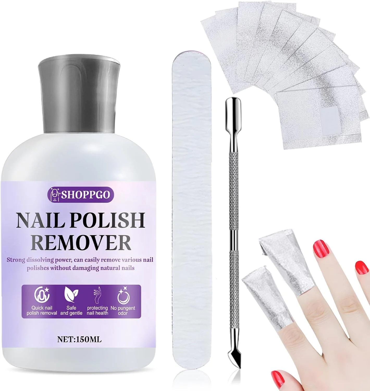 مجموعه پاک کننده لاک ژل، 150 میلی لیتر پاک کننده لاک اکریلیک، مجموعه پاک کننده اکریلیک با ابزار عقب زننده کوتیکول، سوهان ناخن حرفه ای، 10 عدد فویل ناخن، استفاده آسان، محافظت از سلامت ناخن مجموعه پاک کننده لاک ژل، 150 میلی لیتر پاک کننده لاک اکریلیک، مجموعه پاک کننده اکریلیک با ابزار عقب زننده کوتیکول، سوهان ناخن حرفه ای، 10 عدد فویل ناخن، استفاده آسان، محافظت از سلامت ناخن