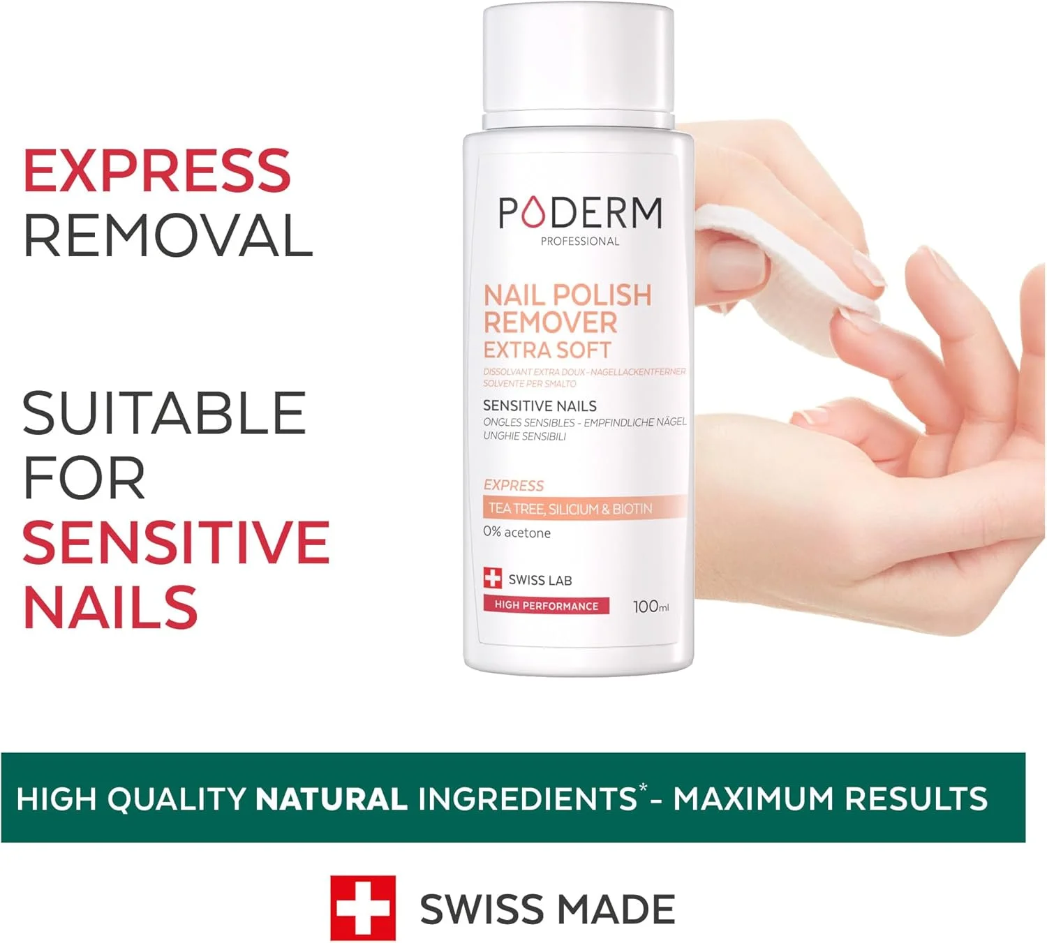 پاک کننده لاک ناخن بسیار ملایم پودرم با روغن درخت چای - پاک کننده سریع و آسان لاک ناخن - بدون استون - تقویت کننده و مغذی ناخن ها - 100 میلی لیتر - لابراتوار سوئیس پاک کننده لاک ناخن بسیار ملایم پودرم با روغن درخت چای - پاک کننده سریع و آسان لاک ناخن - بدون استون - تقویت کننده و مغذی ناخن ها - 100 میلی لیتر - لابراتوار سوئیس