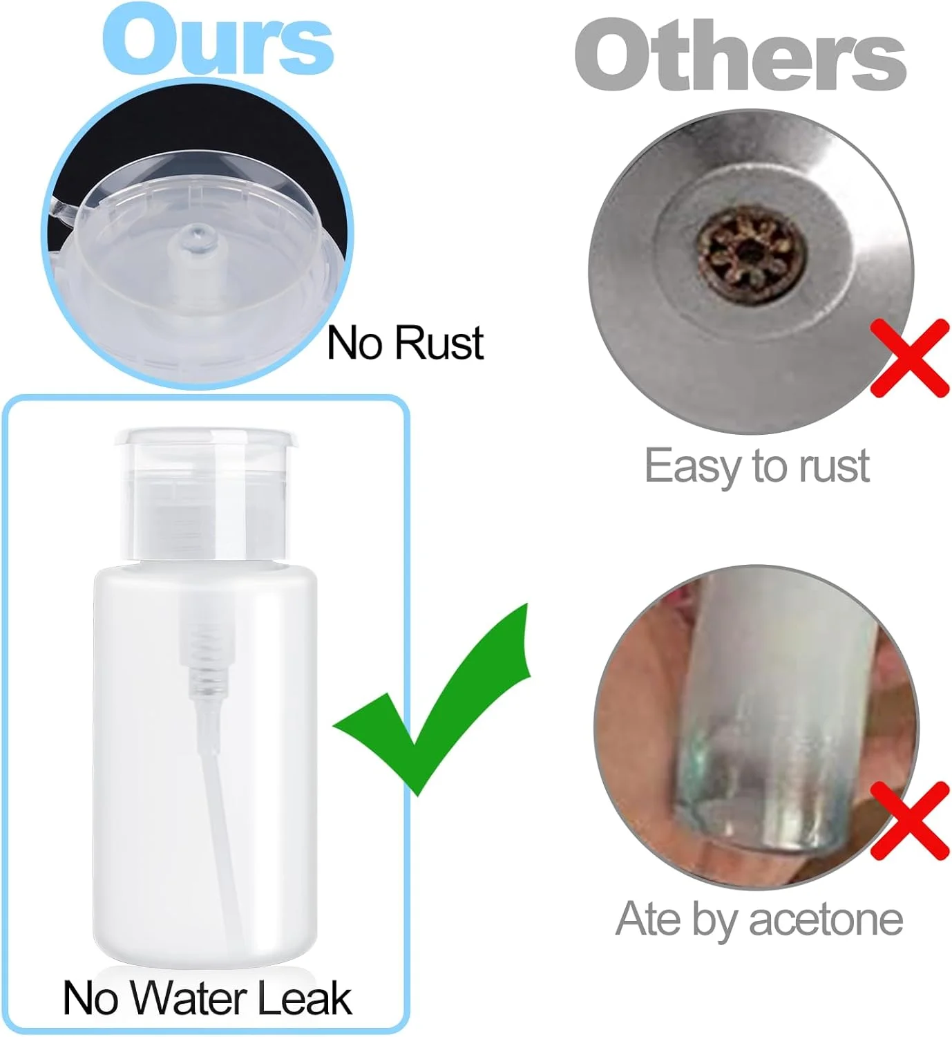 ظرف پمپ دار استون، ظرف پمپ دار فشاری، بطری قفل دار الکل، بسته 2 عددی 180 میلی لیتری، ظرف خالی پمپ دار تک لمسی برای الکل، استون، لاک پاک کن، پاک کننده آرایش، تونر و غیره ظرف پمپ دار استون، ظرف پمپ دار فشاری، بطری قفل دار الکل، بسته 2 عددی 180 میلی لیتری، ظرف خالی پمپ دار تک لمسی برای الکل، استون، لاک پاک کن، پاک کننده آرایش، تونر و غیره