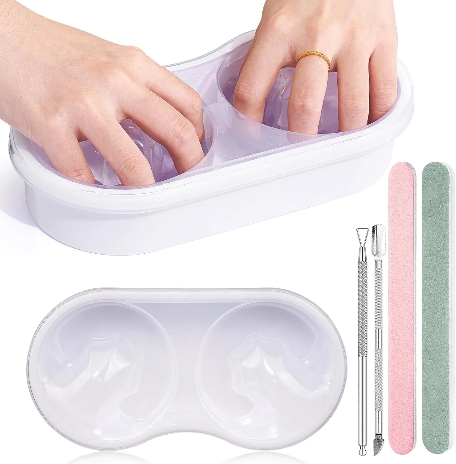 کاسه دوگانه خیساندن ناخن مقاوم در برابر استون ویلفنی: کاسه پاک کننده لاک ژل - کاهش زمان خیساندن به نصف، کاسه مانیکور سالن ناخن (D2-سفید) کاسه دوگانه خیساندن ناخن مقاوم در برابر استون ویلفنی: کاسه پاک کننده لاک ژل - کاهش زمان خیساندن به نصف، کاسه مانیکور سالن ناخن (D2-سفید)